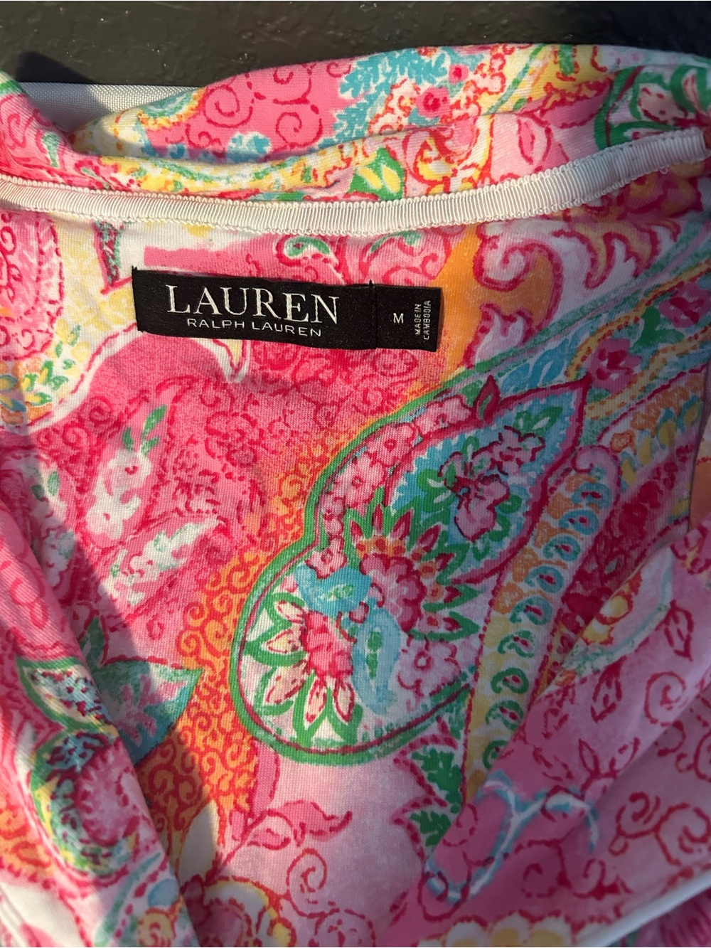 NWOT Ralph Lauren Pink Paisley Sleep Top with Multicolor Accents - Picture 2 of 3